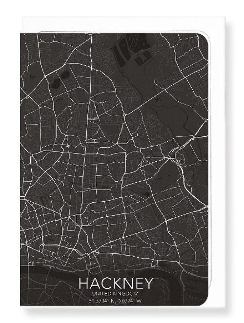 HACKNEY FULL MAP (DARK): Greeting Card