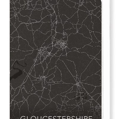 GLOUCESTERSHIRE FULL MAP (DARK): Greeting Card