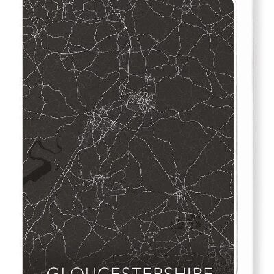 GLOUCESTERSHIRE MAPPA COMPLETA (SCURO): biglietto di auguri