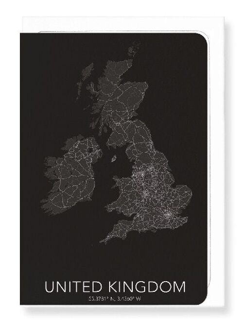 UNITED KINGDOM FULL MAP (DARK): Greeting Card