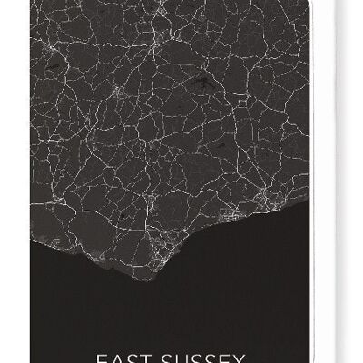 EAST SUSSEX FULL MAP (DARK): Greeting Card