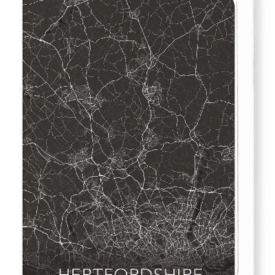 HERTFORDSHIRE FULL MAP (DARK): Greeting Card