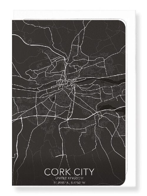 CORK CITY  FULL MAP (DARK): NO.2 Greeting Card