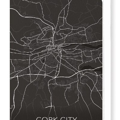 CARTE COMPLÈTE DE LA VILLE DE CORK (FONCÉ): NO.2 Carte de vœux