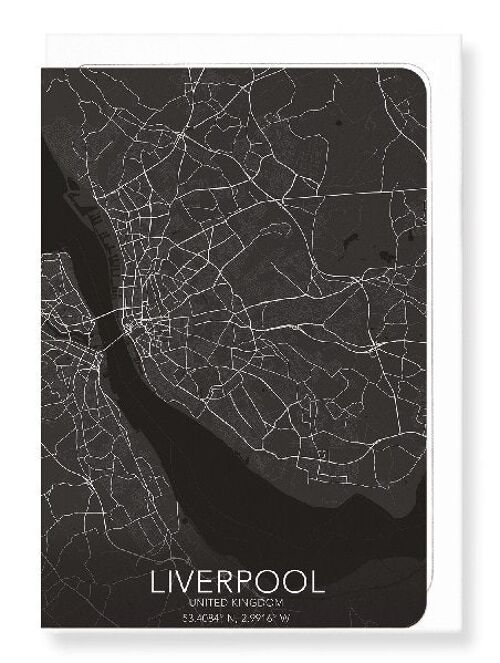 LIVERPOOL FULL MAP (DARK): Greeting Card