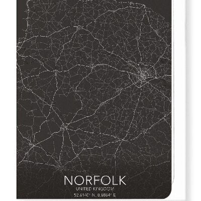 CARTE COMPLÈTE DE NORFOLK (FONCÉ): Carte de vœux