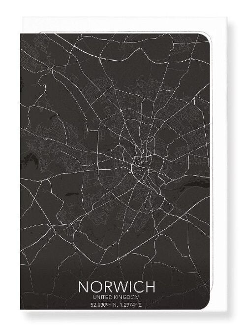 NORWICH FULL MAP (DARK): Greeting Card