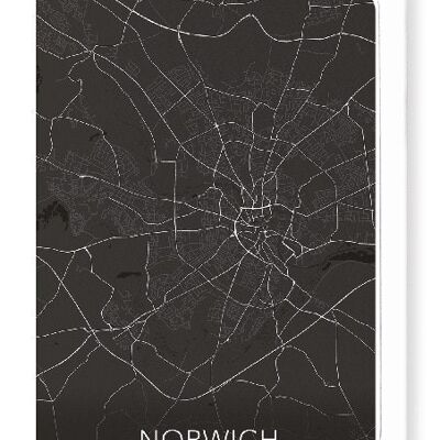 MAPA COMPLETO DE NORWICH (OSCURO): Tarjetas de felicitación