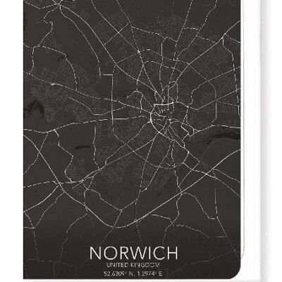 CARTE COMPLÈTE DE NORWICH (FONCÉ): Carte de vœux
