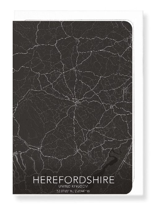 HEREFORDSHIRE FULL MAP (DARK): Greeting Card