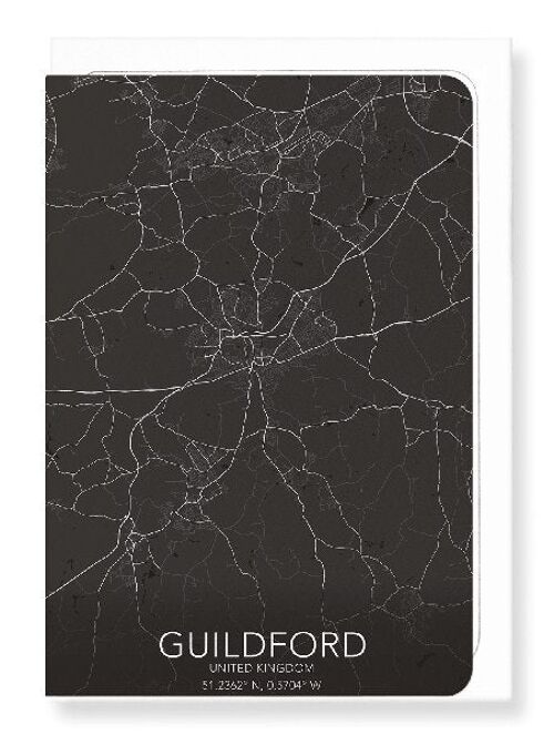 GUILDFORD FULL MAP (DARK): Greeting Card