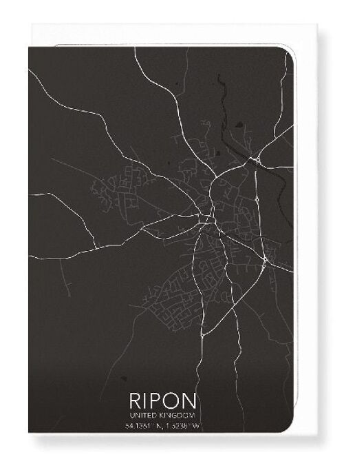 RIPON FULL MAP (DARK): Greeting Card