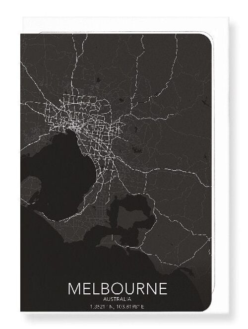 MELBOURNE FULL MAP (DARK): Greeting Card