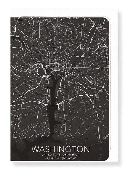 WASHINGTON FULL MAP (DARK): Greeting Card