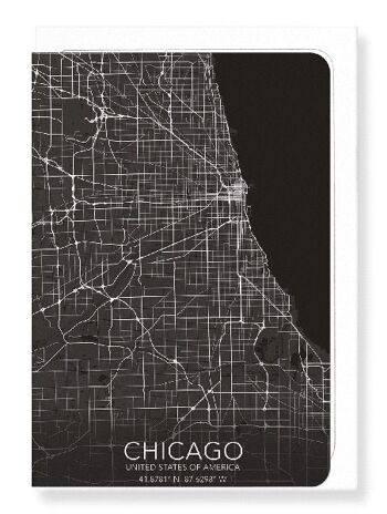 CARTE COMPLÈTE DE CHICAGO (FONCÉ): Carte de vœux 1