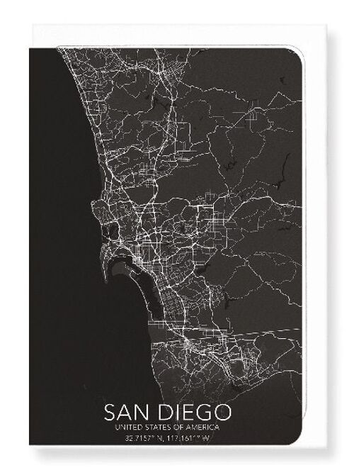 SAN DIEGO FULL MAP (DARK): Greeting Card