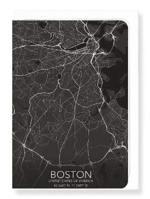 BOSTON FULL MAP (DARK): Greeting Card