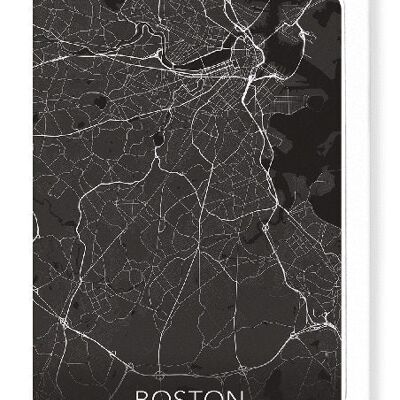 MAPA COMPLETO DE BOSTON (OSCURO): Tarjetas de felicitación