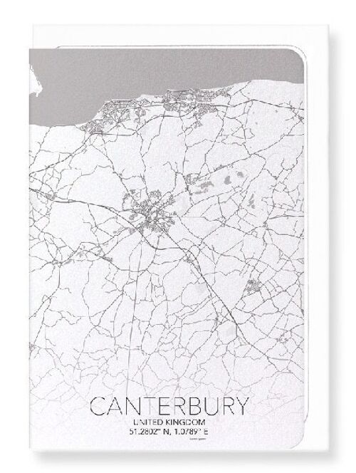 CANTERBURY FULL MAP (LIGHT): Greeting Card