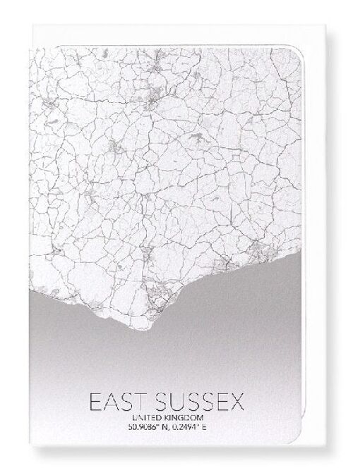 EAST SUSSEX FULL MAP (LIGHT): Greeting Card