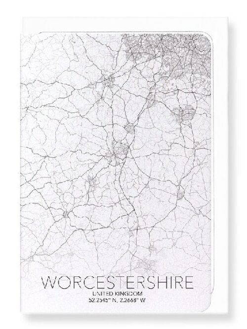 WORCESTERSHIRE FULL MAP (LIGHT): Greeting Card