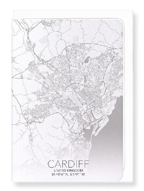 CARDIFF FULL MAP (LIGHT): Greeting Card