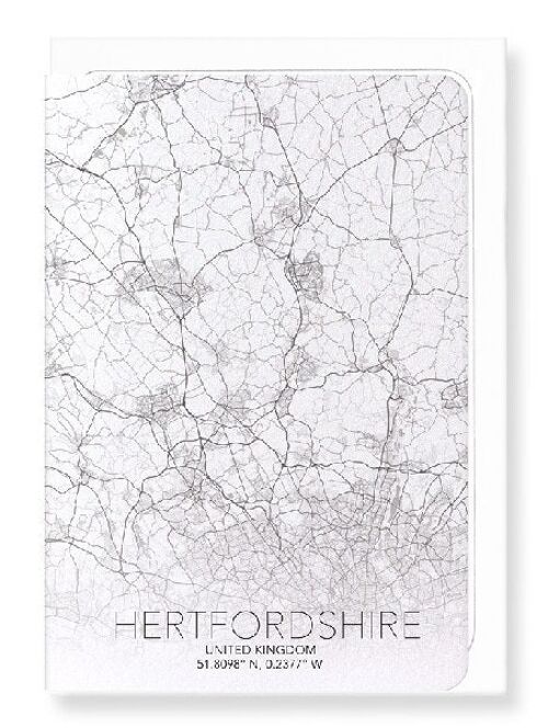HERTFORDSHIRE FULL MAP (LIGHT): Greeting Card