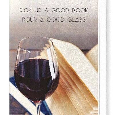 Buon libro e biglietto d'auguri di vino