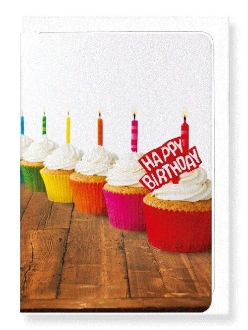 RAINBOW OF BIRTHDAY CUPCAKES Greeting Card