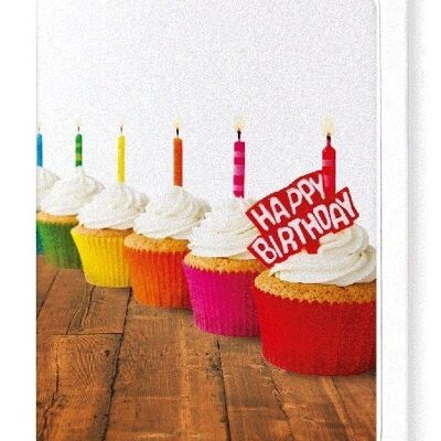 RAINBOW OF BIRTHDAY CUPCAKES Greeting Card