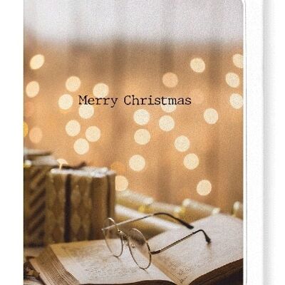 CHRISTMAS BOOK AND GLASSES Greeting Card