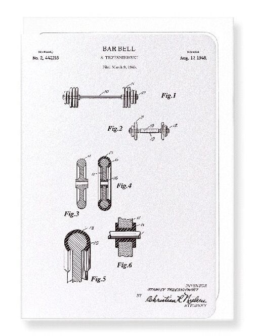 PATENT OF BARBELL  1948  Greeting Card