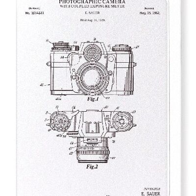PATENT OF PHOTOGRAPHIC CAMERA  1962  Greeting Card