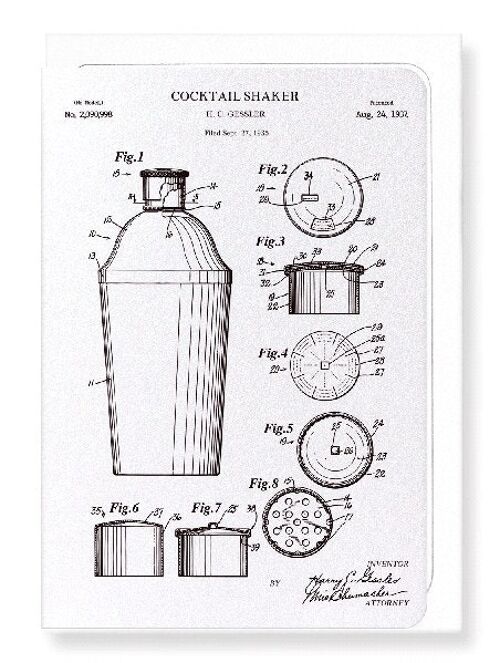 PATENT OF COCKTAIL SHAKER 1937  Greeting Card
