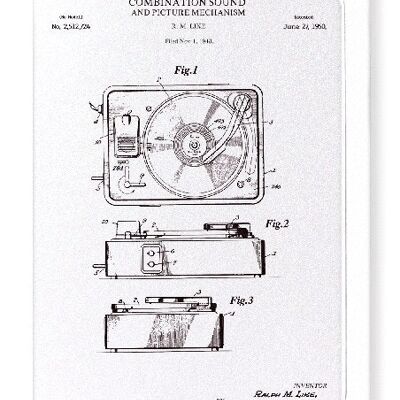 PATENT OF SOUND AND PICTURE MECHANISM 1950  Greeting Card