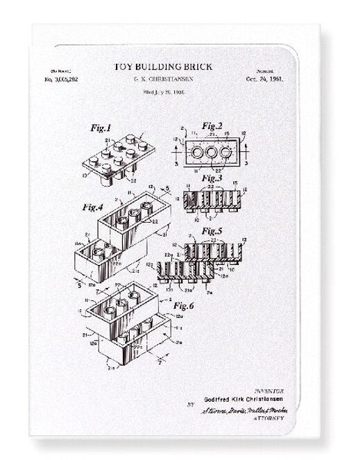 PATENT OF TOY BUILDING BRICK 1961  Greeting Card