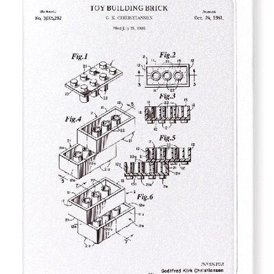 BREVETTO DI TOY BUILDING BRICK 1961 Biglietto d'auguri