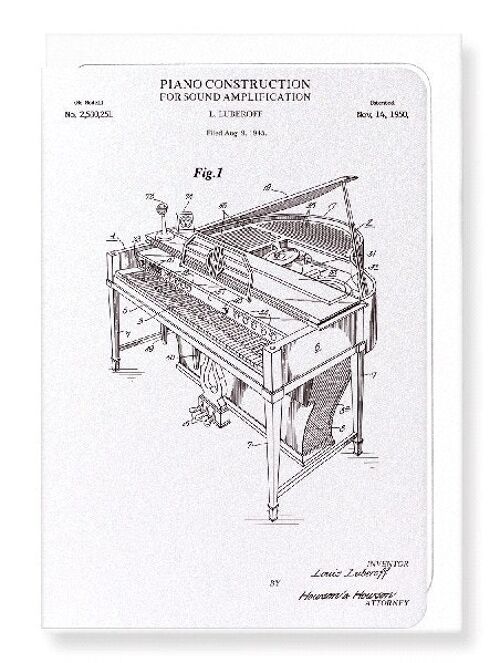 PATENT OF PIANO CONSTRUCTION 1950  Greeting Card