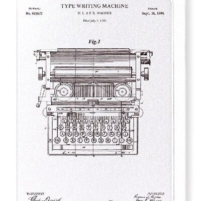 PATENT OF TYPE WRITING MACHINE 1889  Greeting Card