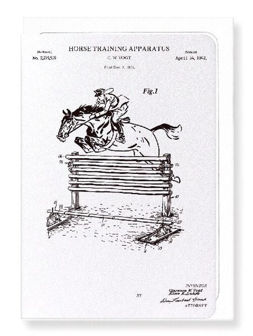PATENT OF HORSE TRAINING APPARATUS 1942  Greeting Card