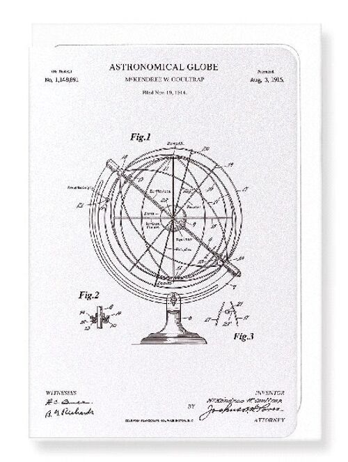 PATENT OF ASTRONOMICAL GLOBE 1915  Greeting Card