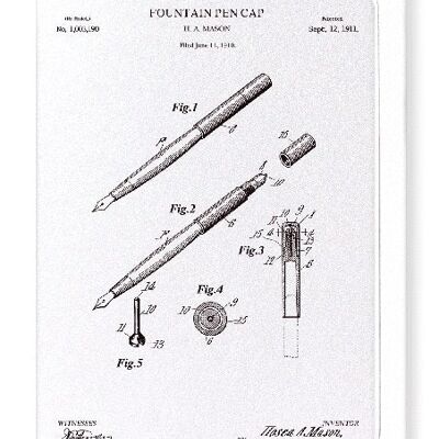 PATENT OF FOUNTAIN PEN CAP 1911  Greeting Card