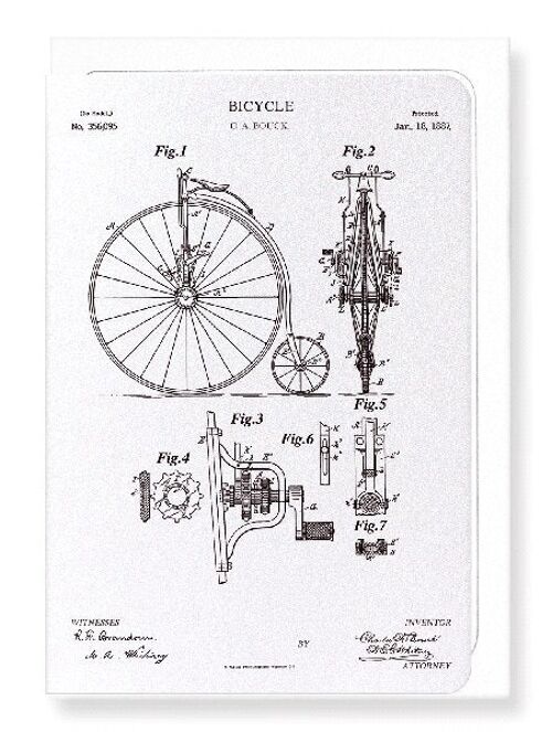 PATENT OF BICYCLE 1887  Greeting Card