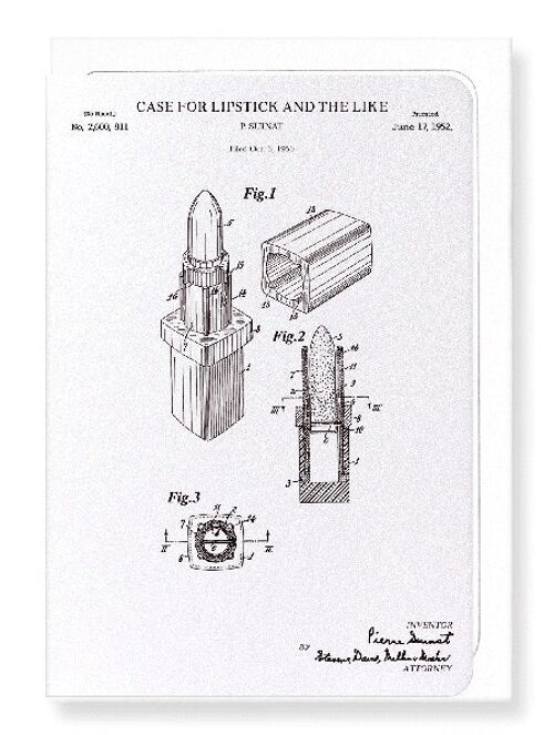 PATENT OF LIPSTICK CASE 1952  Greeting Card