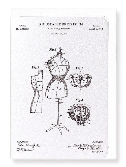 PATENT OF ADJUSTABLE DRESS FORM 1917  Greeting Card