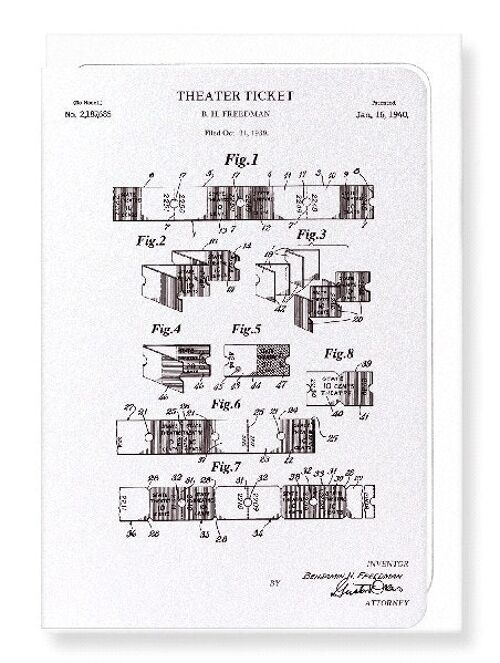PATENT OF THEATRE TICKET 1940  Greeting Card
