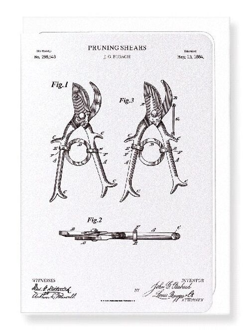 PATENT OF PRUNING SHEARS 1884  Greeting Card