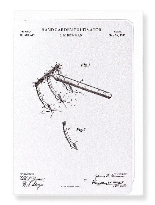 PATENT OF HAND GARDEN CULTIVATOR 1889  Greeting Card