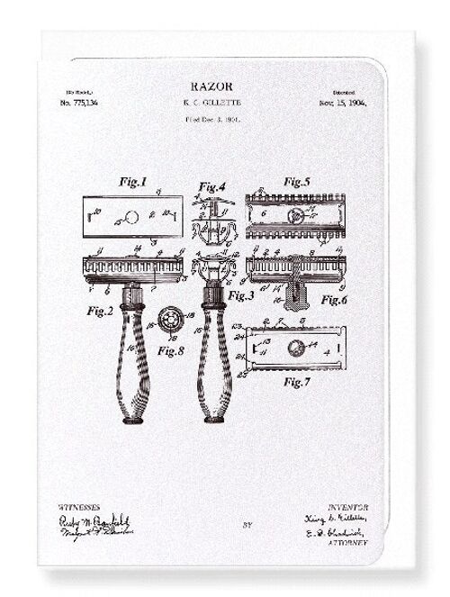 PATENT OF RAZOR 1904  Greeting Card