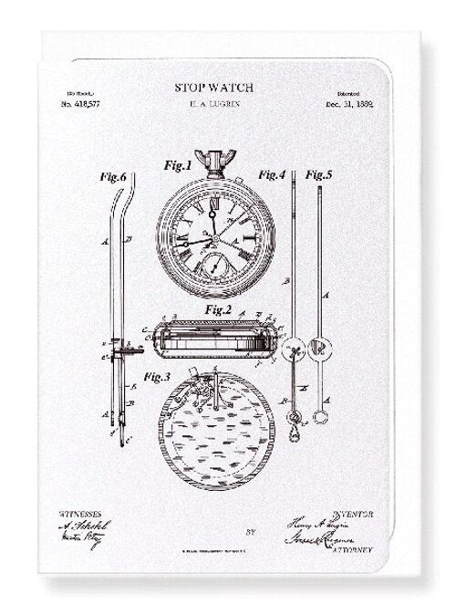 PATENT OF STOPWATCH 1889  Greeting Card